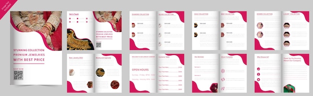 Company profile jewelry 16 pages brochure design with modern gradient shapes