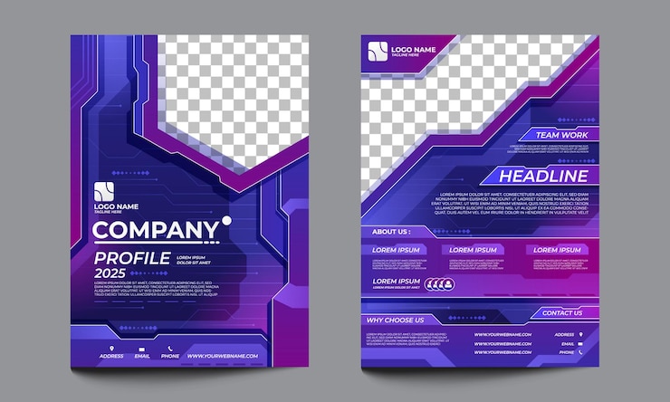 Vector company profile technology template