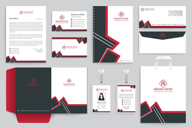 Company stationery vector design red color