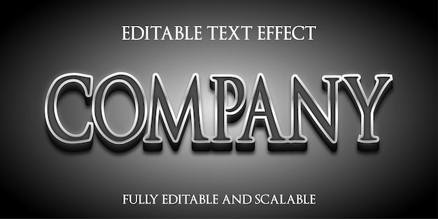 Vector company text effect with realistic 3d letters and with silver lines