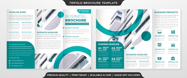 Company trifold brochure template with minimalist style