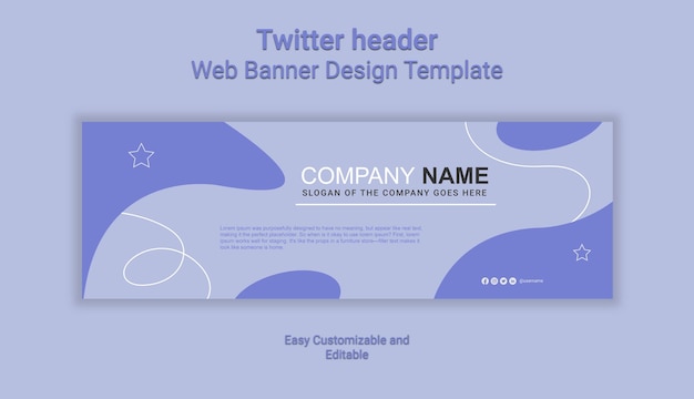 Vector company twitter header design and web banner template