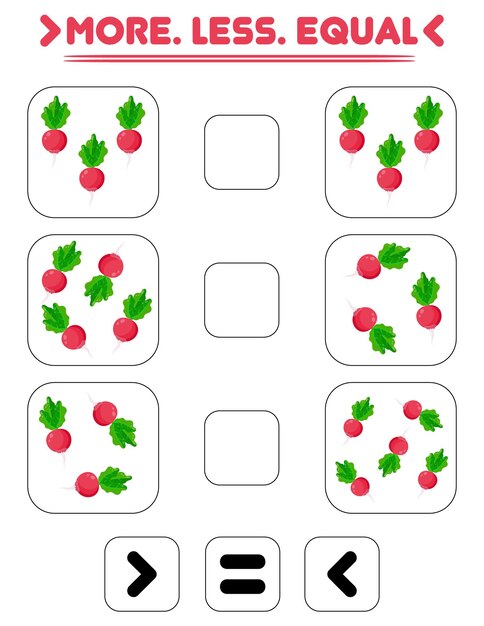 大根の数を比較する 記号を多めに書く 子供に教える キンダーのための教育
