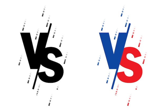 Compared to the screen. Fight against backgrounds against each other, red against blue. Black letters Texture shape. Vector illustration. Vs.
