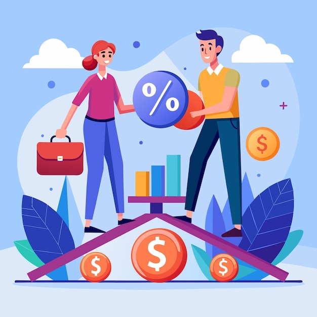 Vector comparing interest rates fixed vs variable for personal loans