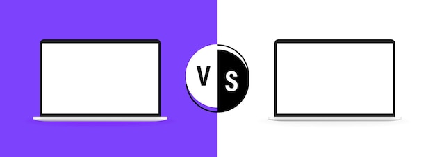 Comparison of two different laptop vs background for comparison vector illustration