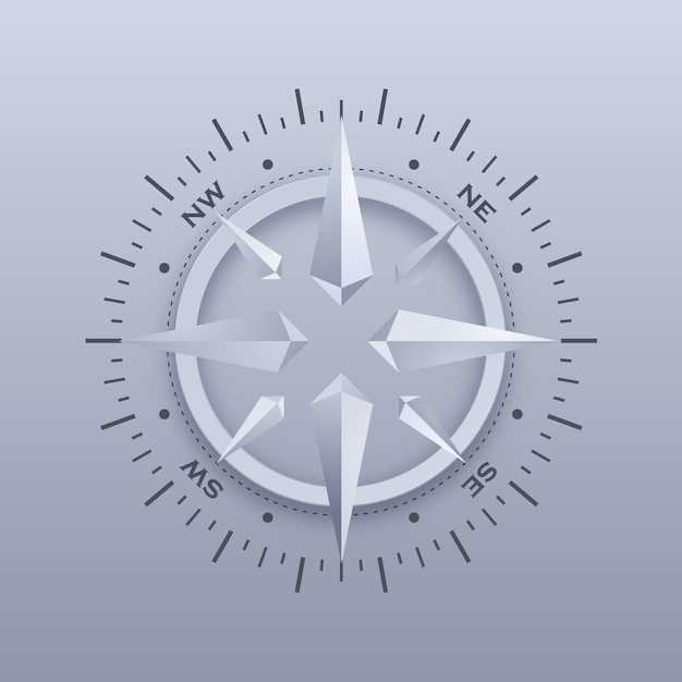 Vector compass 3d abstract crystals background