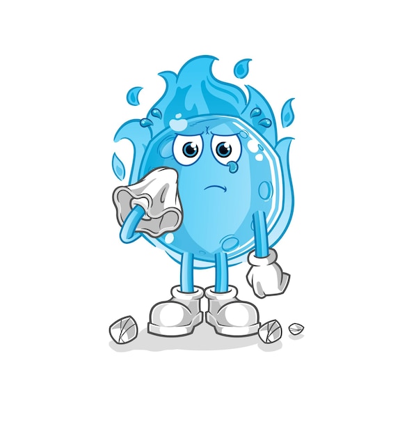 Compass cry with a tissue. cartoon mascot vector