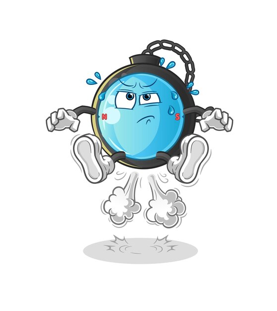 Compass fart jumping illustration. character vector