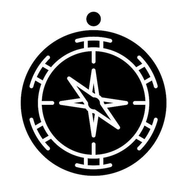 Vector compass glyph solid black illustration