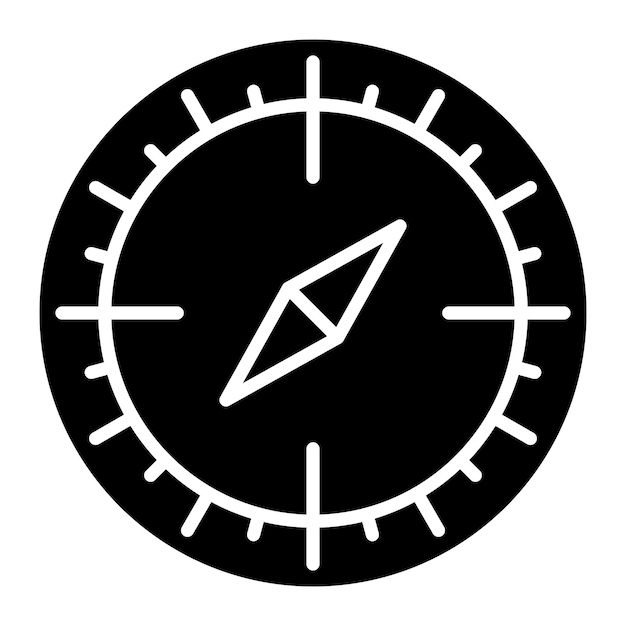 Compass Glyph Solid Black Illustration