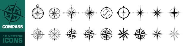 Compass icon Compass icon set Navigation symbol