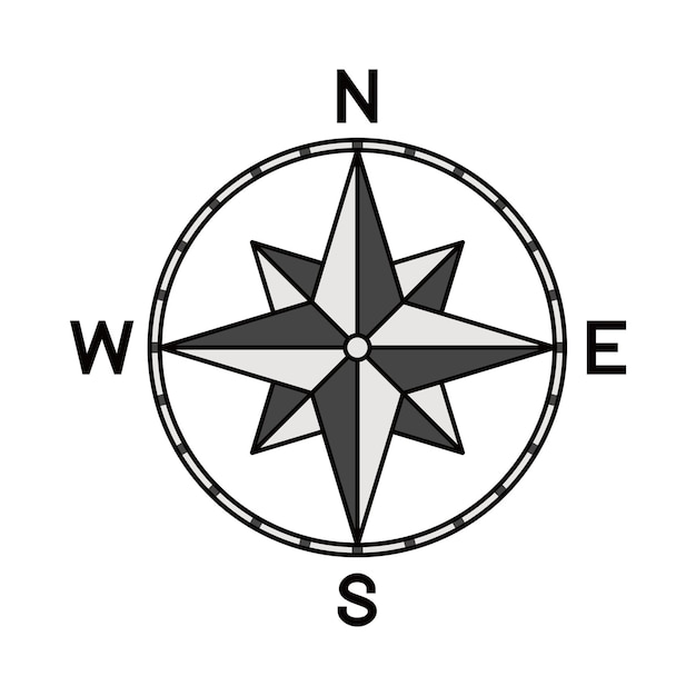 Vector compass icon design guidance instrument sign and symbol