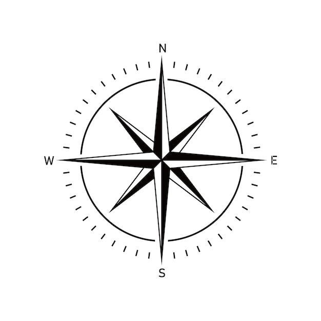 Vector compass icon design navigation guidance sign and symbol