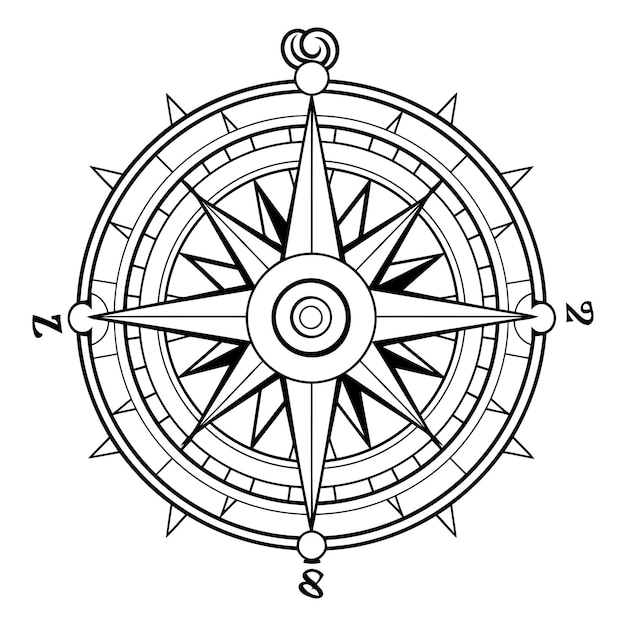 Vector compass icon outline illustration of compass vector icon for web