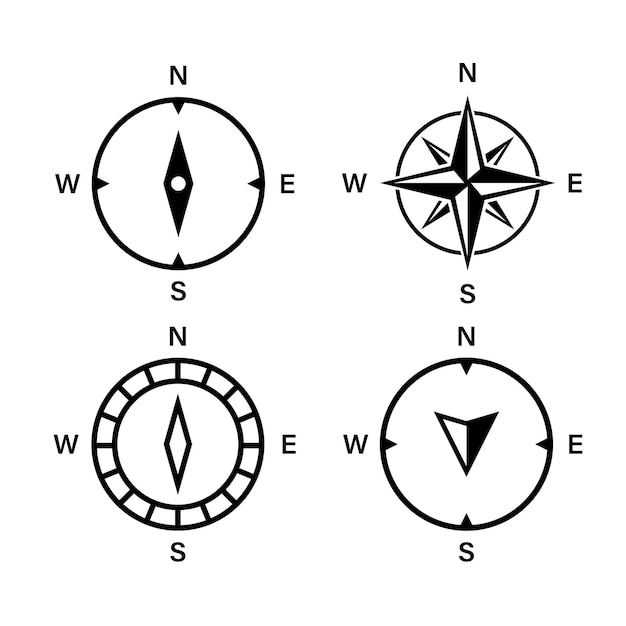 Vettore icona della bussola. icone isolate di vettore. icona della rosa dei venti. bussola set di simboli. vettore di riserva. eps 10