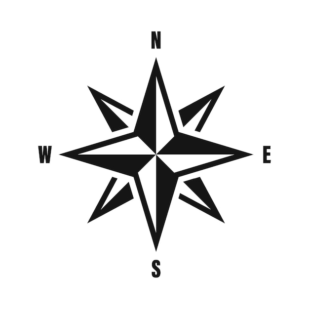Vector compass icon wind rose north south west east direction dir