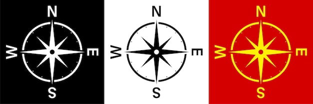 Vector compass icon with an arrow and scale travel device for determining the location and direction of tourist vector