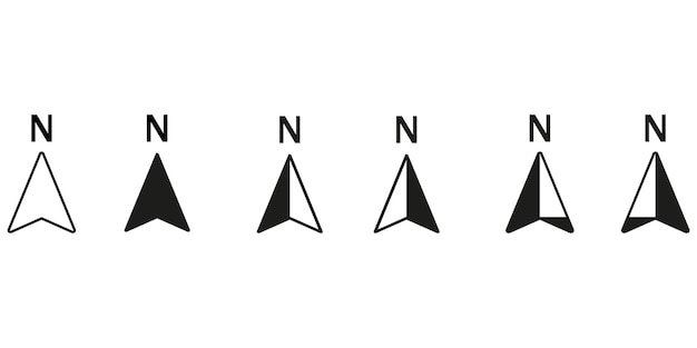 Modello di disegno delle icone della bussola. illustrazione dell'icona settentrionale con stile vettoriale isolato.