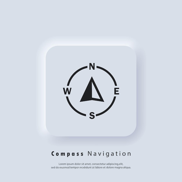 Vector compass logo. navigator arrow icon. navigation technology, geolocation customizable illustration. gps guide cursor. vector eps 10. ui icon. neumorphic ui ux. neumorphism