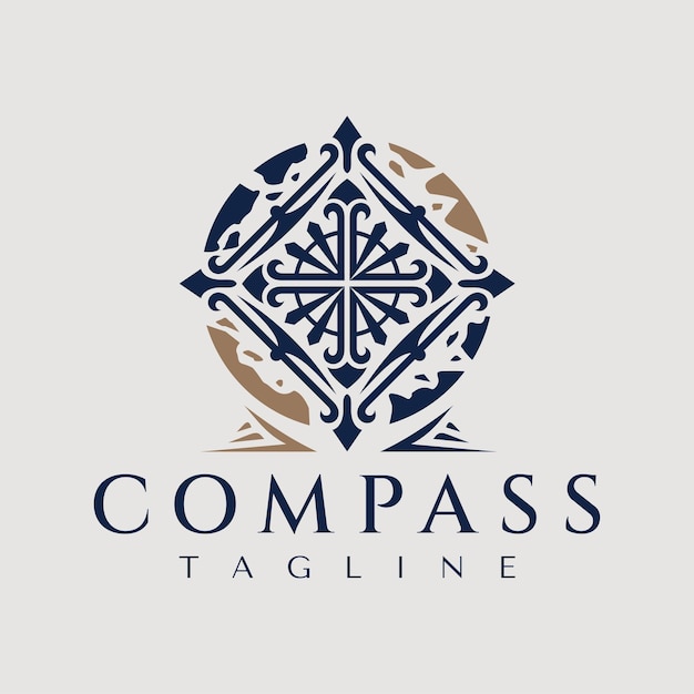 Vector compass logo with a cross in the middle