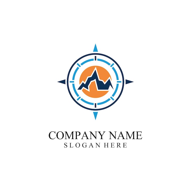 Compass and mountain logo template Logo design for adventure or travel inspiration