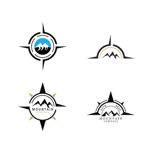 Compass and mountain logo template Logo design for adventure or travel inspiration