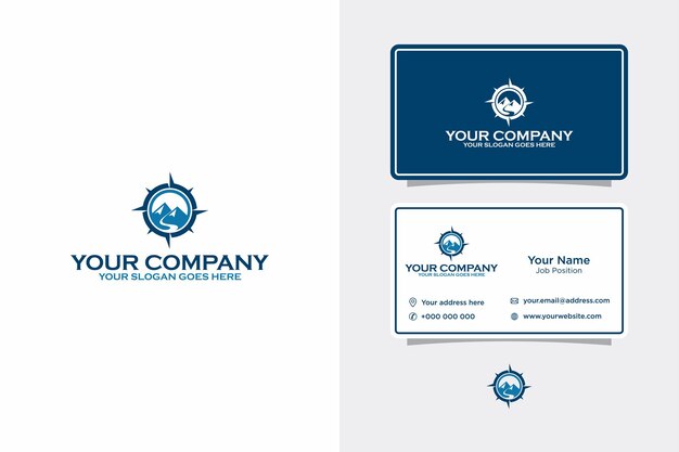 Compass and Mountain Logo with Business Card