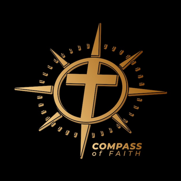 Vector compass of faith cross vector logo ontwerp