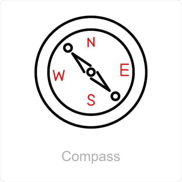 Vettore compass e pin icon concepr