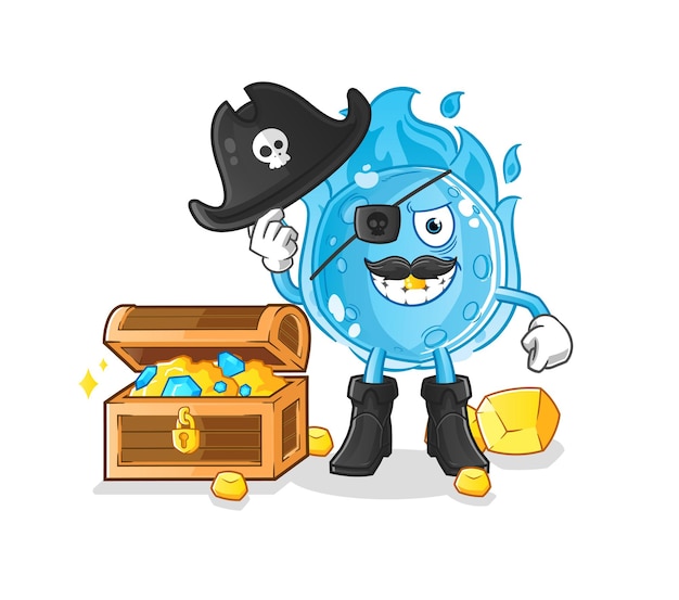 Compass pirate with treasure mascot. cartoon vector