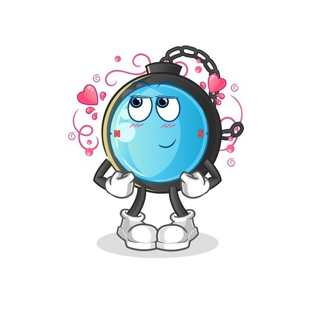 Compass shy vector. cartoon character