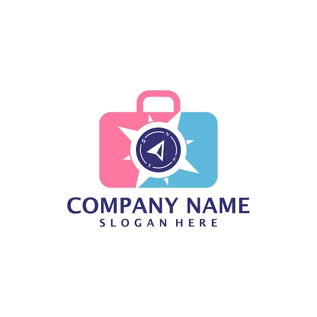 Compass Suitcase logo design vector Suitcase logo design template concept