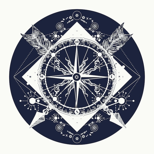 Vector compass tattoo