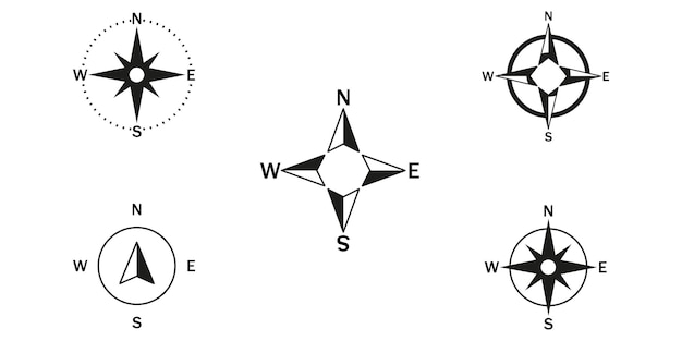 Vettore icone di vettore della bussola. isolato su uno sfondo bianco. illustrazione vettoriale