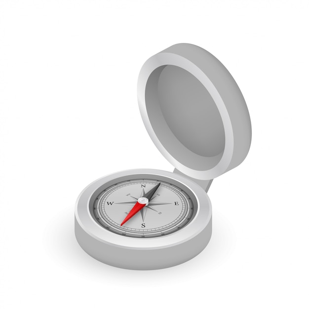 Compass on white background. Flat  navigation symbol.  stock illustration.