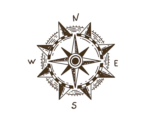 Compass Wind rose hand drawn Illustration.