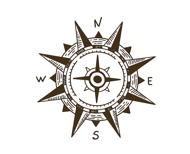 Compass Wind rose hand drawn Illustration.