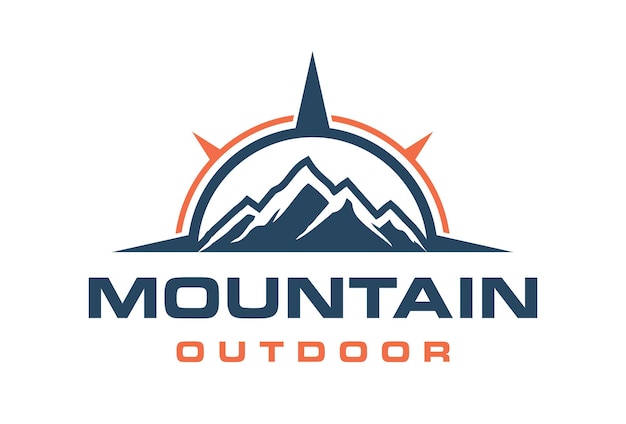 Vector compass with mountain adventure logo design vector template
