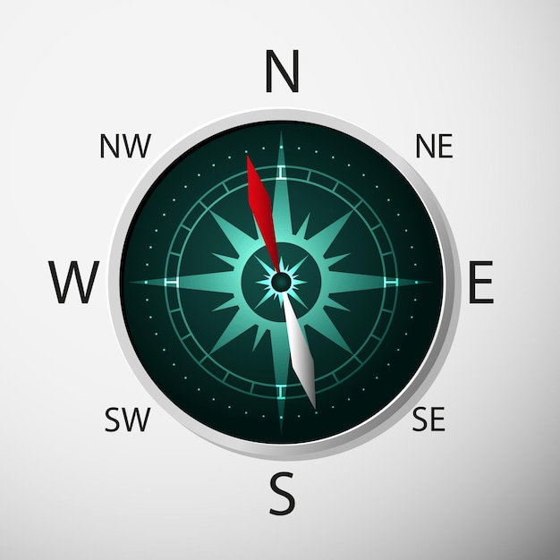 Vector compass with windrose on grey background vector illustration