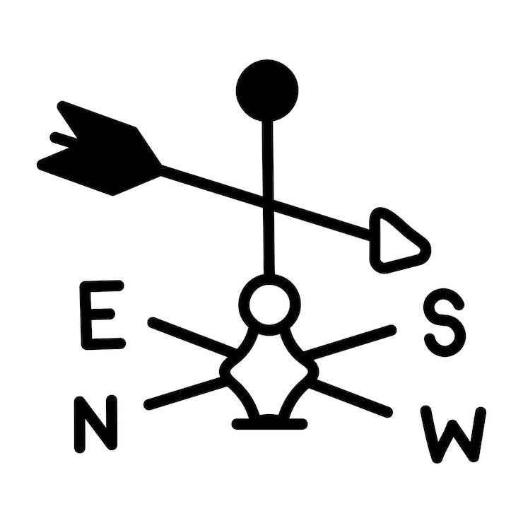Vector a compass with the word east on it