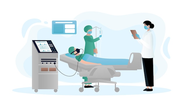 Compassionate patient care and expertise in the icu vector illustration