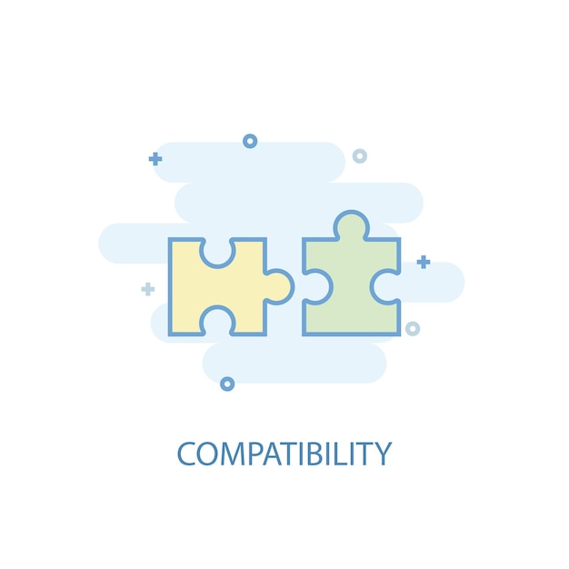 Linea di compatibilità concetto. icona della linea semplice, illustrazione colorata. simbolo di compatibilità design piatto. può essere utilizzato per ui/ux