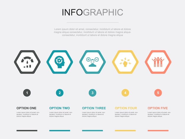 Competence icons Infographic design template Creative concept with 5 options