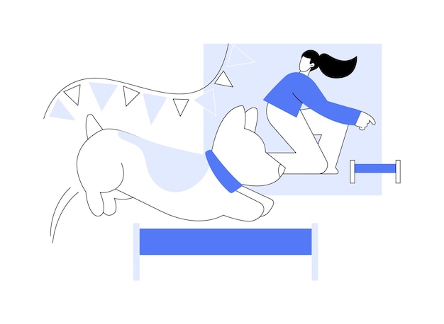 Competition day isolated cartoon vector illustrations happy corgi dog jumps over obstacles during