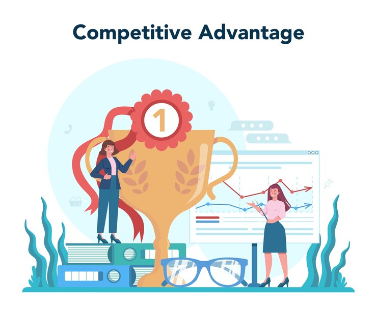 Vector competitive advantage. advertising and marketing concept.