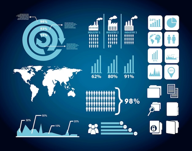 Competitor analysis illustration with infographics vector background