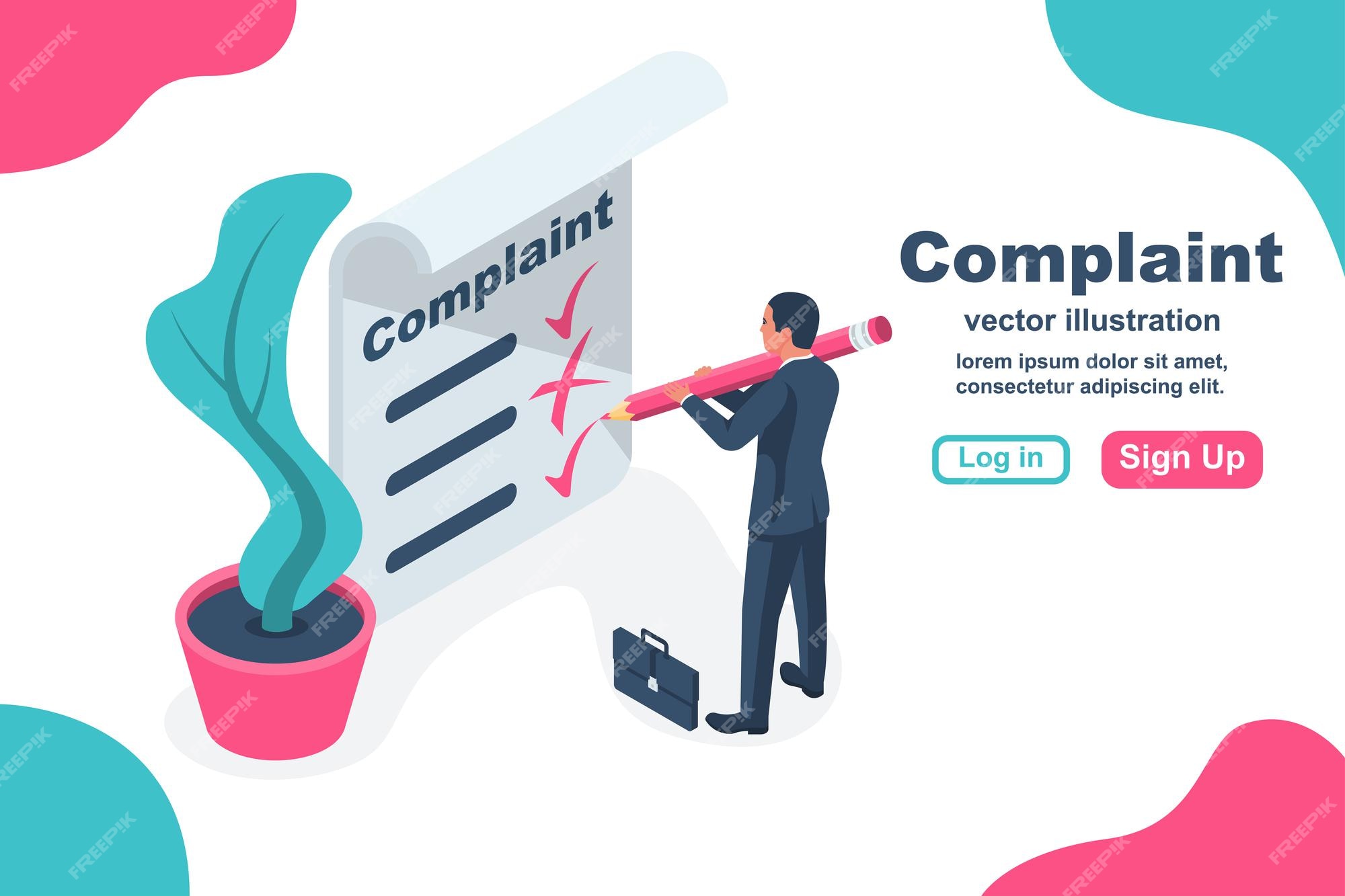 Premium Vector | Complaint concept isometric concept. Man wrote a