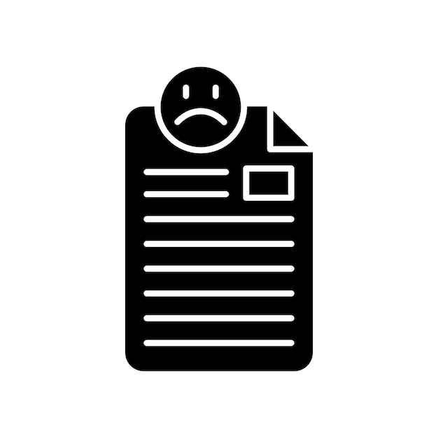 Икона жалоб устанавливает форму проверки отзывов клиентов в черном заполненном и очерченном стиле.