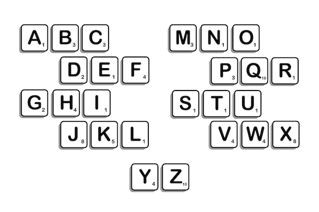 文を作成するためにスクラブル文字で大文字のアルファベットを完成させる